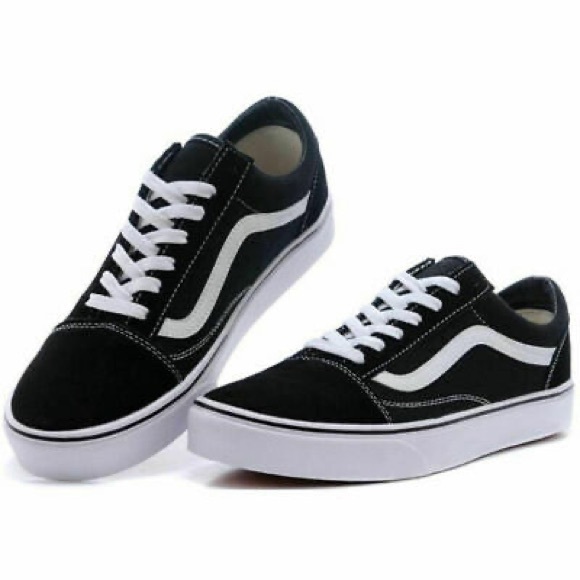 vans black and white low top